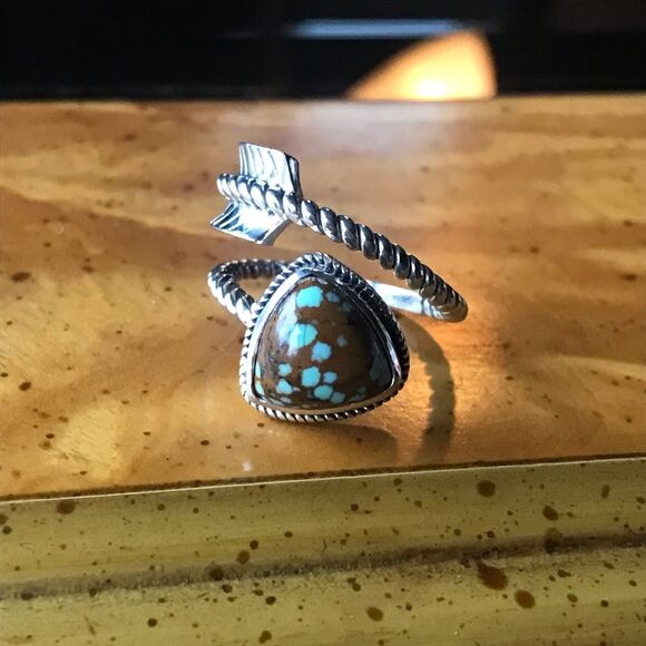 Royston Blue Horizon Turquoise Sterling Silver Arrow Ring Size 7 - Picture 8 of 9
